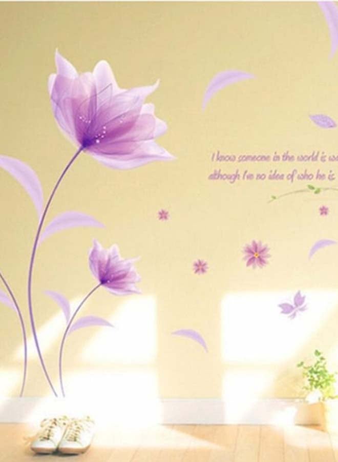 بيوينتي ملصق جداري لغرفة المعيشة بتصميم زهور أرجواني 60 x 90سم - Image 4