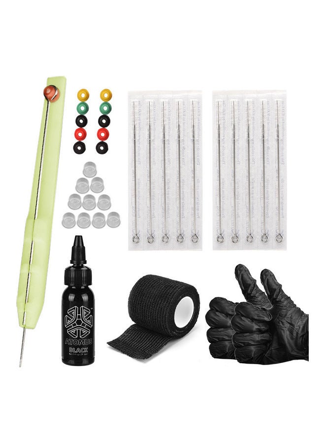 30-9RL Hand Poke And Stick Tattoo Kit With Needles Multicolour - Image 1
