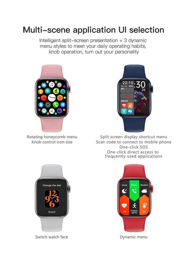 HW16 Silicone Split Screen Smartwatch With Rotating Side Button Blue