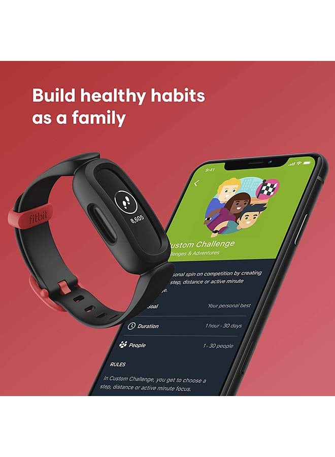 Fitbit - Ace 3 Activity Tracker For Kids With Animated Clock Faces Up To 8 Days Battery Life And Water Resistant Up To 50 m Black/Sport Red - Image 1