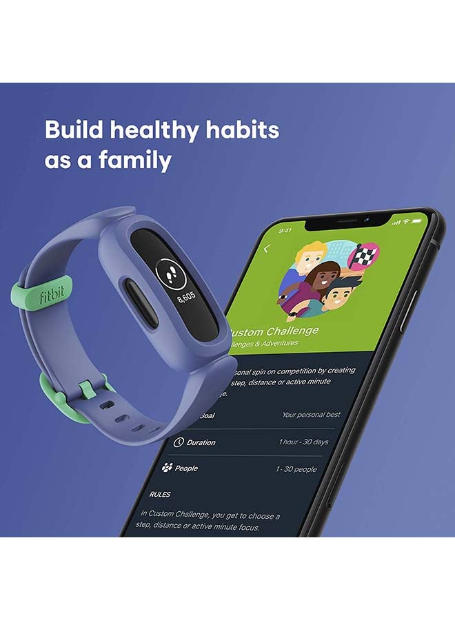 Fitbit - Ace 3,Tracker for Kids 6+ with Animated Clock Faces, Up to 8 days battery life & water resistant up to 50 m Cosmic Blue & Astro Green - Image 1