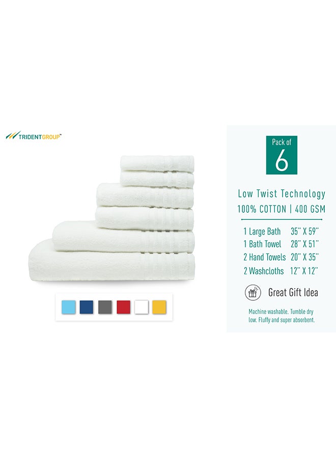 Trident 6-Piece 100% Cotton Smart Twist Towel Set Includes 1xLarge Bath Towel 90x150cm, 1xBath Towel 70x130 cm, 2xHand Towels 50x90 cm, 2xWash Towel 30x30 cm Navy 70x130 ,50x90 ,30x30cm - Image 3