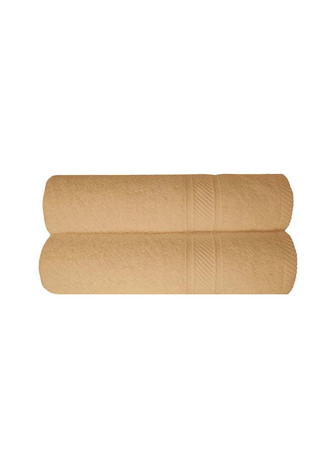 2-Piece 100% Cotton 500 GSM Plush Towel Set Beige 70x140cm - v1615790447/N43144081A_2