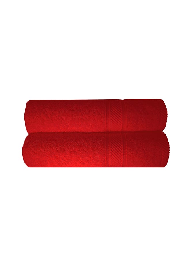 Trident 2-Piece 100% Cotton 500 GSM Plush Towel Set Red 70x140cm  - Image 2
