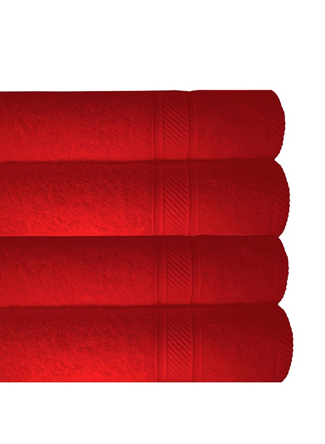 Trident 4-Piece 100% Cotton 500 GSM Plush Towel Set Red 70x140cm  - Image 1