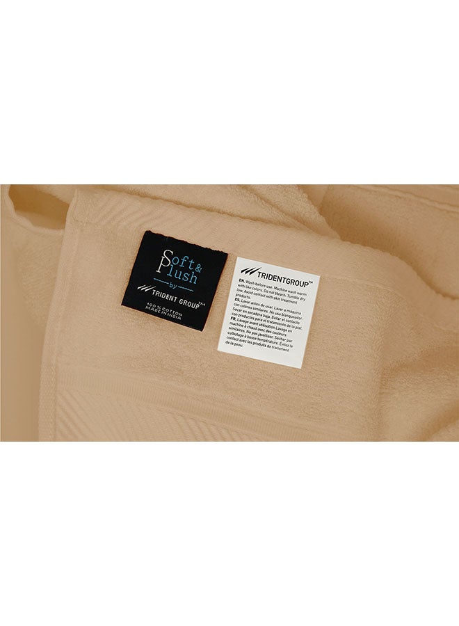ترايدنت 6-Piece 100% Cotton 500 GSM Plush Towel Set Includes 2xBath Towels 70x140 cm, 2xHand Towels 40x60cm, 2xWash Towel Beige 70x140 ,40x60 ,30x30cm - Image 3