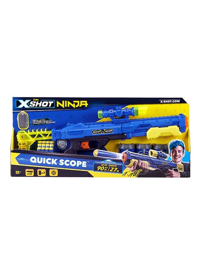 Zuru Ninja Quickscope Blaster Gun With Dart And Cans