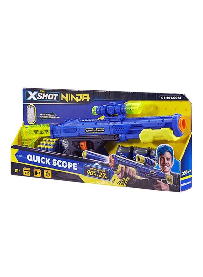 Zuru Ninja Quickscope Blaster Gun With Dart And Cans