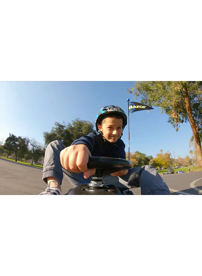 Razor Razor Crazy Cart Shift - Electric Go Kart for Kids 6+ with 360° Auto Drift Steering, 8 mph Max Speed, Low Speed Setting & 40 Minute Ride Time, 5 Mile Range, Ride On with 12V 5Ah Battery - Black & Blue Multicolour ‎77.1x52.5x32.5cm