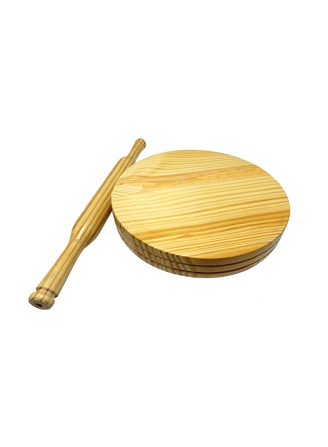 ديلكاسا لوح لإعداد الخبز الهندي مع أداةٍ لفرد العجين خشبي 28x6.5x28بوصة