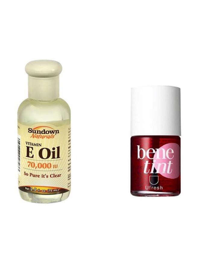 سن داون ناتشورالز مجموعة زيت بفيتامين E مع ملمع شفاه من قطعتين Vitamin E Oil 75, Lip Gloss 12ملليلتر  - Image 1