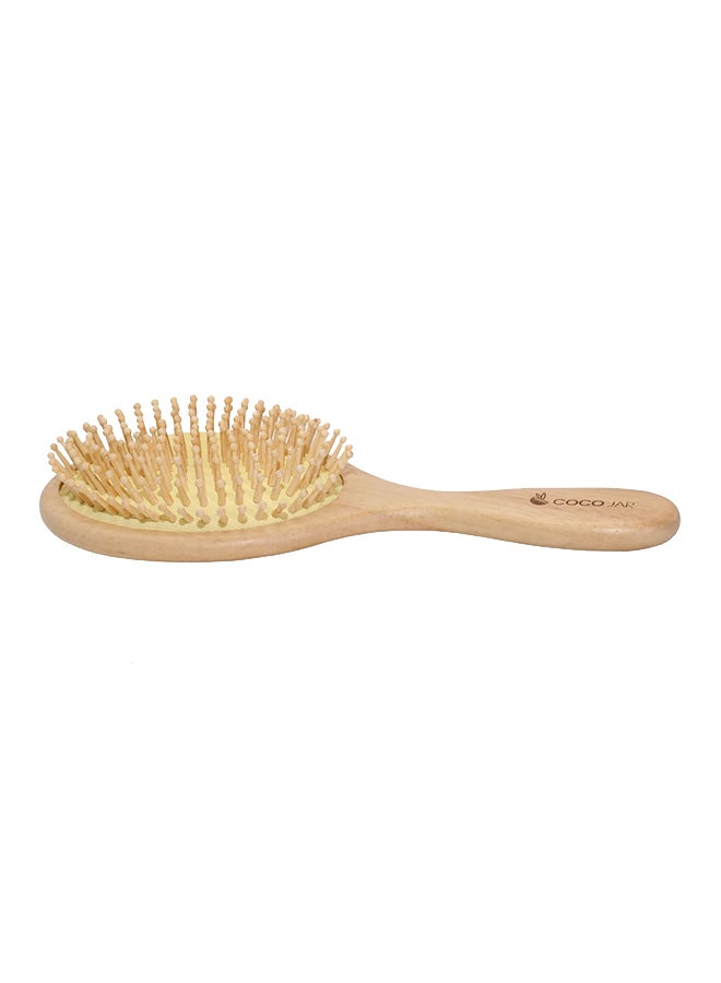 Coco Jar Round Shaped Wooden Hair Brush Beige 25x10cm  - Image 2