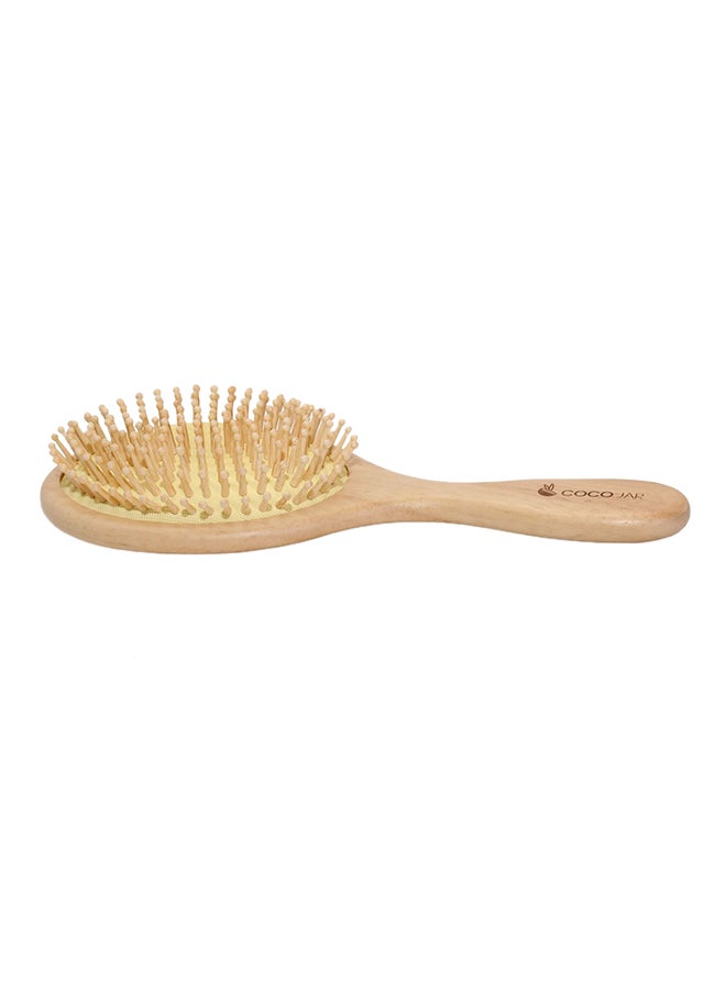 Coco Jar Round Shaped Wooden Hair Brush Beige 21.5x6.5cm  - Image 2