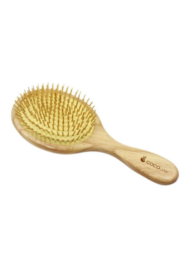 Coco Jar Round Shaped Wooden Hair Brush Beige 21.5x6.5cm  - Image 3