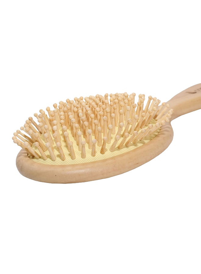Coco Jar Round Shaped Wooden Hair Brush Beige 21.5x6.5cm  - Image 5