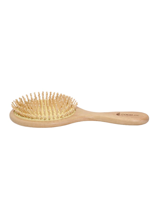 Coco Jar Round Shaped Wooden Hair Brush Beige 21.5x6.5cm  - Image 2