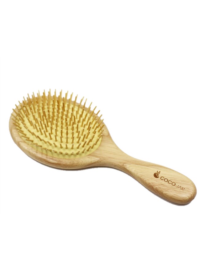 Coco Jar Round Shaped Wooden Hair Brush Beige 21.5x6.5cm  - Image 3