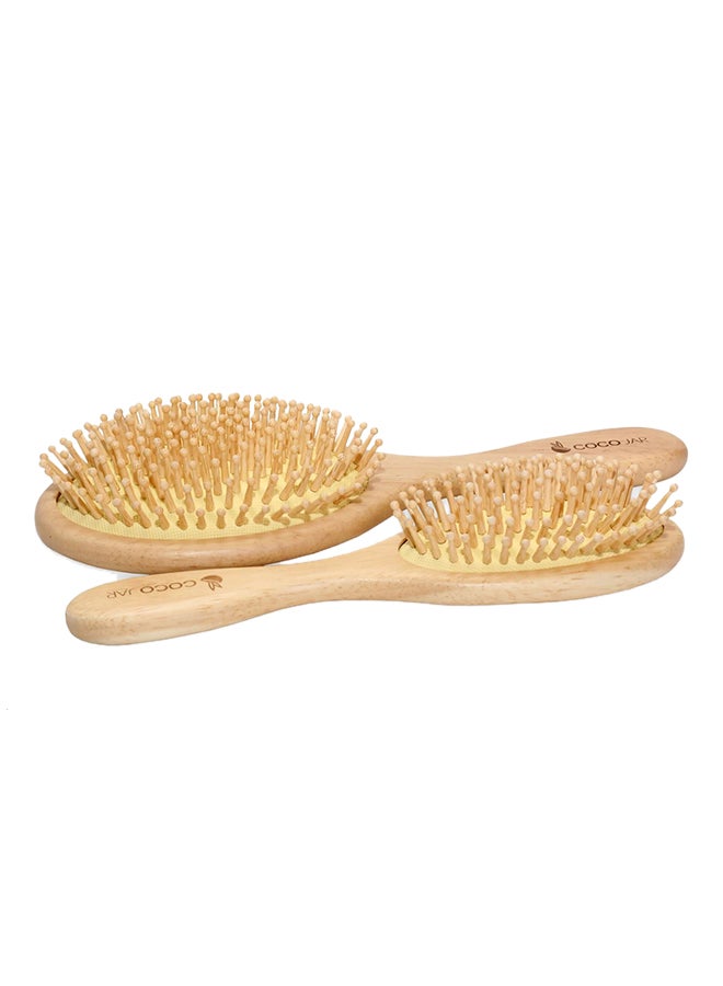 Coco Jar Round Shaped Wooden Hair Brush Beige 21.5x6.5cm  - Image 5