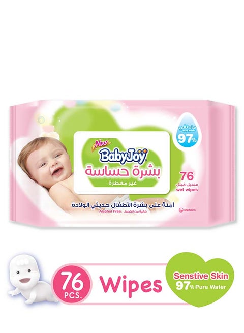 Sensitive Skin Wet Wipes, Unscented, 76 Wipes