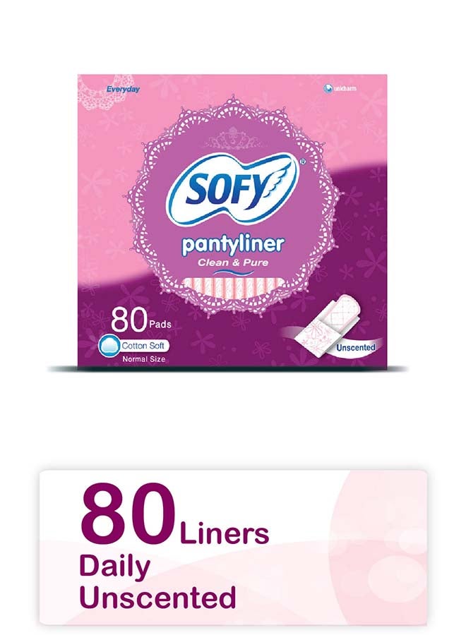 Sofy Clean And Pure, liner, Unscented, Regular 80 Pieces Multicolor 500grams 