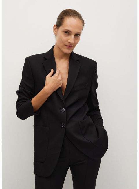 Essential Structured Tailored Front Pocket Details Blazer Black
