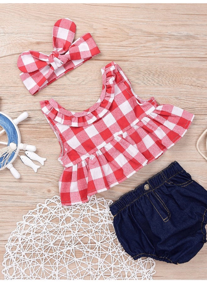 جولي طقم ملابس للأطفال مكون من 3 قطع أحمر/أبيض/أزرق - Image 4