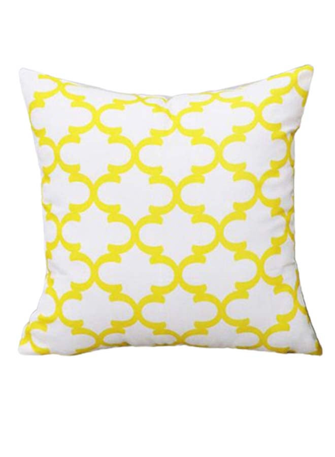 Sharpdo Decorative Printed Soft Pillow White/Yellow 45 x 45cm - Image 1