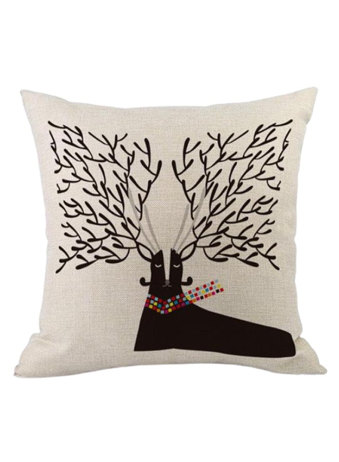 وسادة زينة على شكل مربع بيج / أسود 45 x 45سم