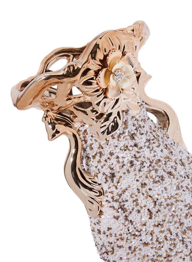 أوبالينا مزهرية بتصميم الزهور ذهب / بيج 32 x 18سم - Image 3