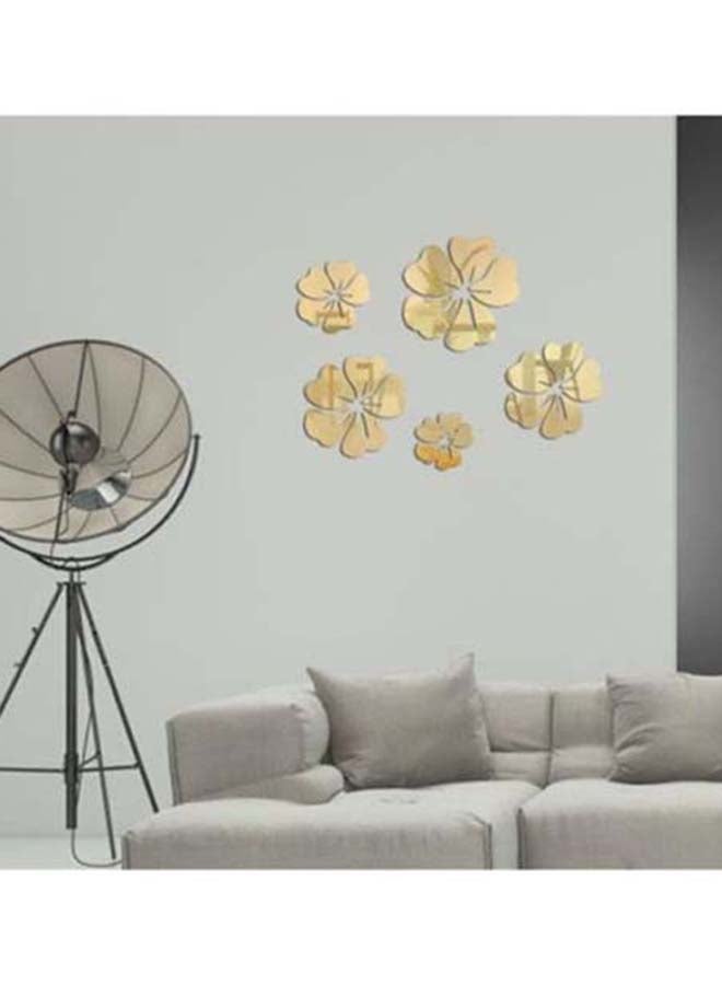 شاربدو ملصق جداري بشكل زهور بنمط مرآة ذهبي - Image 2