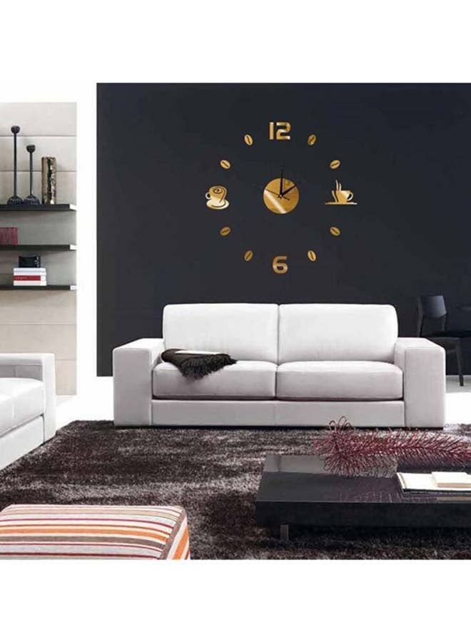 شاربدو ملصقٌ جداري بتصميم ساعةٍ بنمط مرآة ذهبي - Image 2