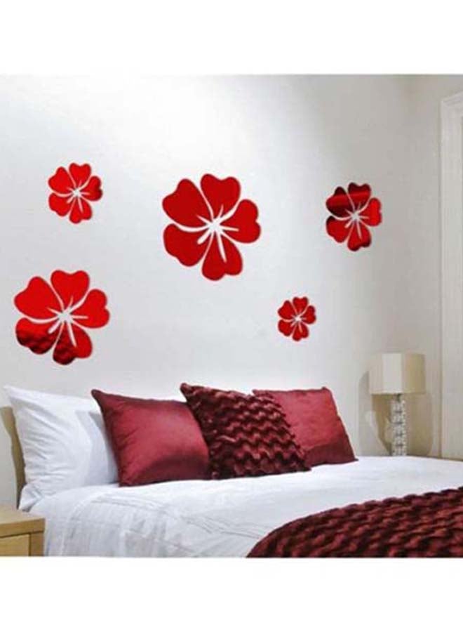 شاربدو ملصق جداري على شكل زهور بتصميم عاكس أحمر - Image 2