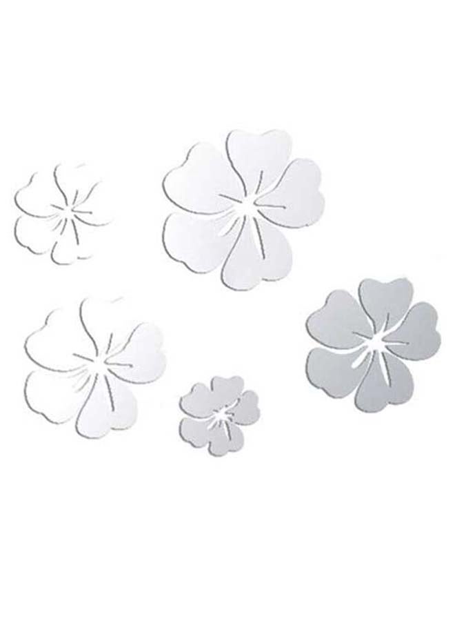 شاربدو طقم ملصقات جدارية للتزيين على شكل أزهار من 5 قطع فضي - Image 1