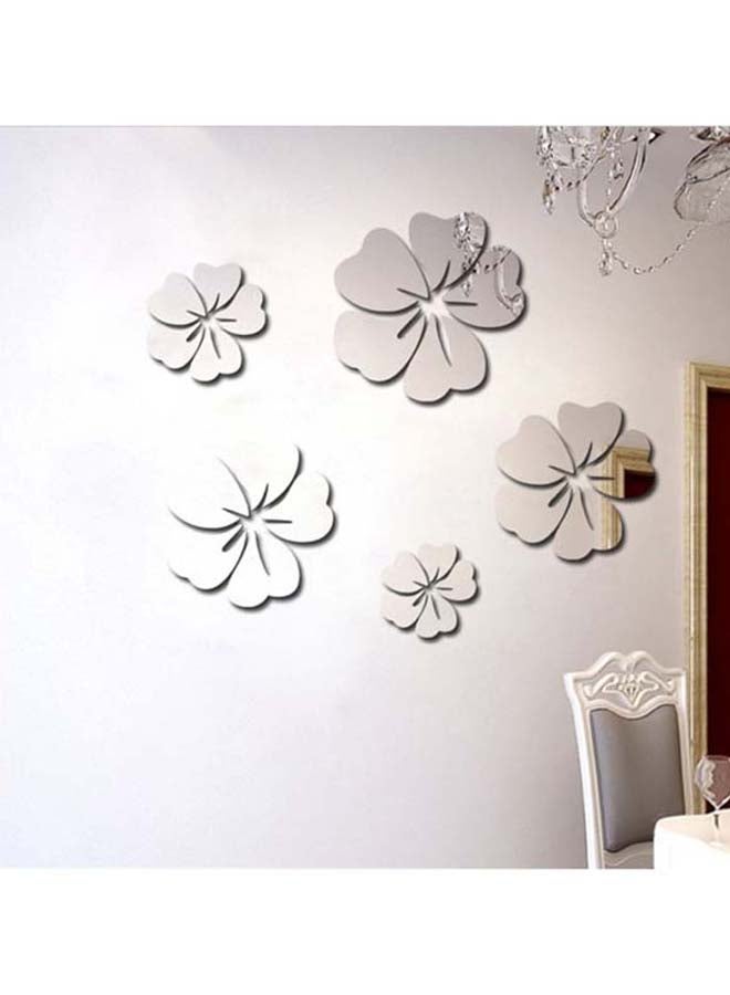 شاربدو طقم ملصقات جدارية للتزيين على شكل أزهار من 5 قطع فضي - Image 2