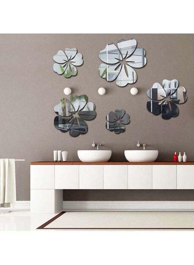 شاربدو طقم ملصقات جدارية للتزيين على شكل أزهار من 5 قطع فضي - Image 3