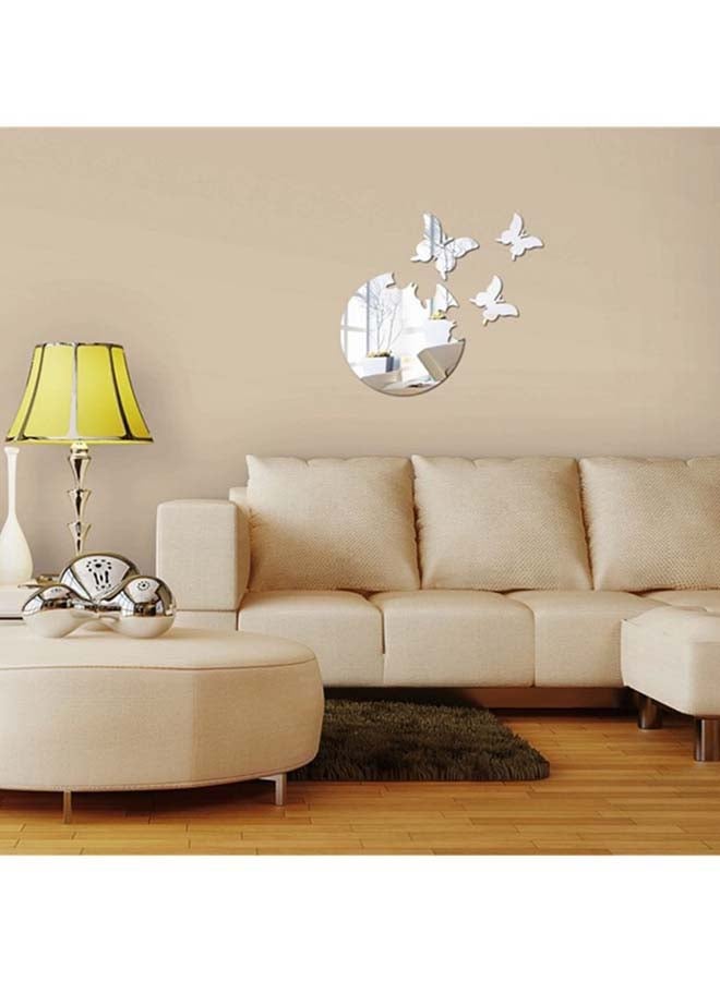 شاربدو مجموعة ملصق جداري للزينة بتصميم فراشات مع منظر مستدير الشكل - 3 قطع فضي 30 x 27سم - Image 3