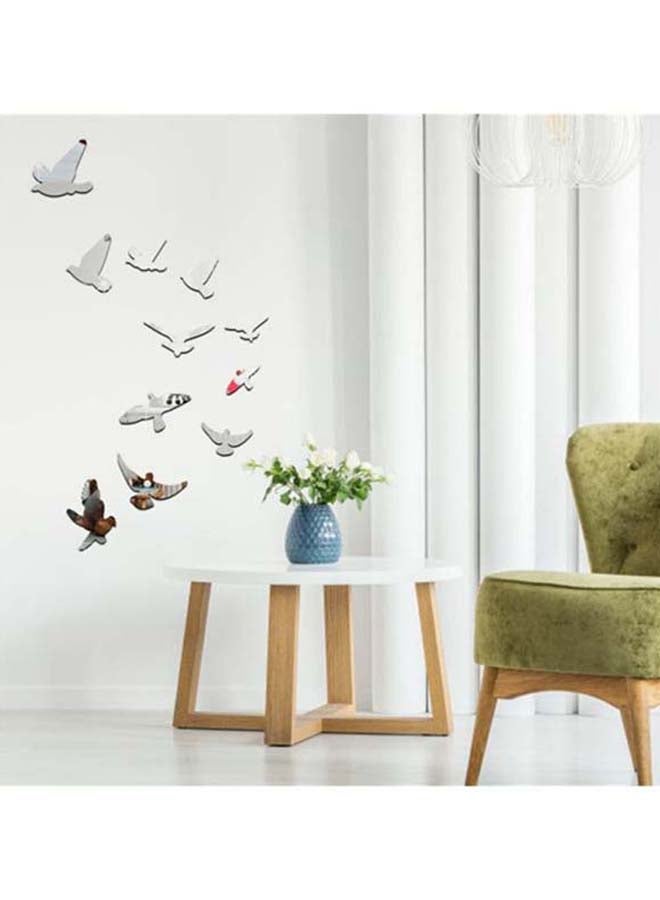 Sharpdo 11-Piece Decorative Bird Wall Sticker Set Silver 30 x 60cm - Image 2