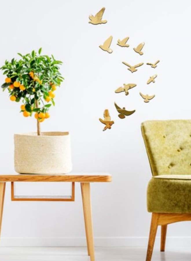 Sharpdo 11-Piece Bird Wall Decoration Sticker Set Gold 30 x 60cm - Image 2