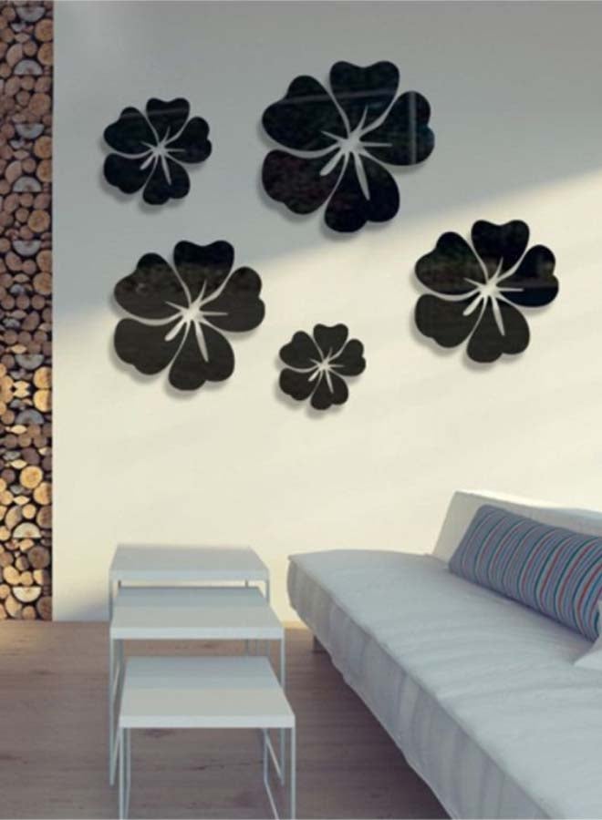 شاربدو طقم ملصق جداري بشكل ورود من 5 قطع أسود - Image 2