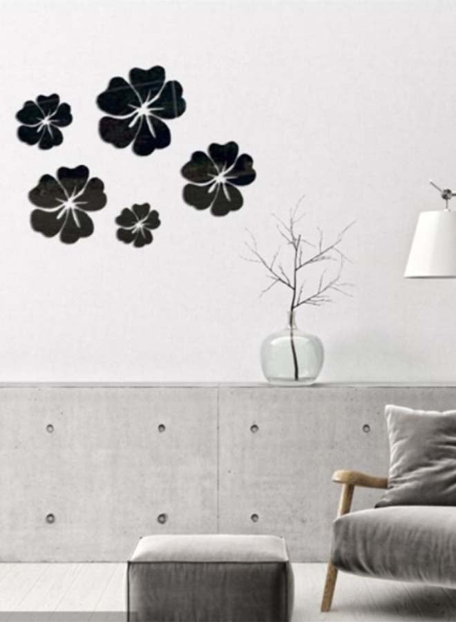 شاربدو طقم ملصق جداري بشكل ورود من 5 قطع أسود - Image 3