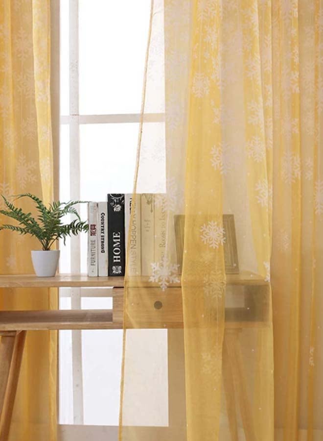 Voberry Snowflake Pattern Window Curtain Gold 31.5 x 78.7inch - Image 3