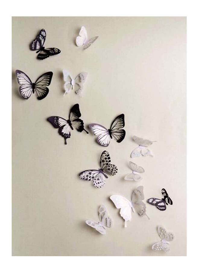 Voberry 13-Piece Glowing 3D Butterfly Wall Sticker Set Black/White - Image 1