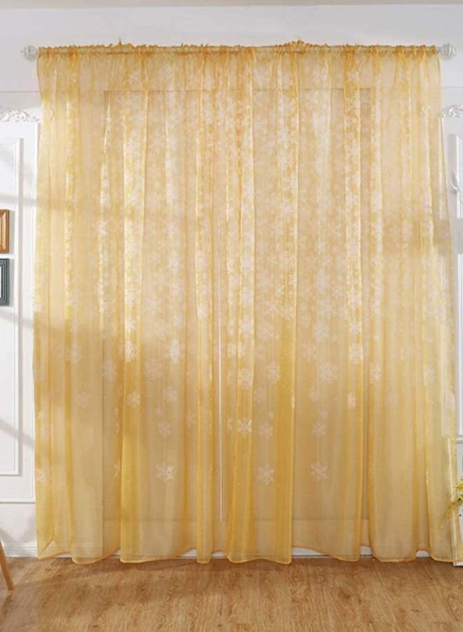 Voberry Snowflake Pattern Window Curtain Gold 31.5 x 78.7inch - Image 5