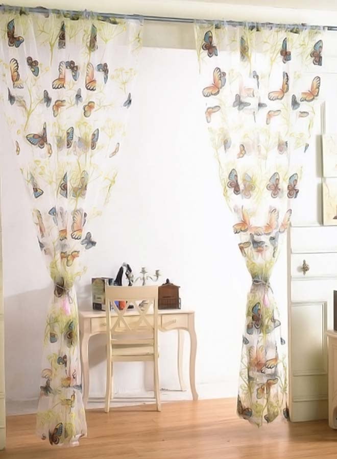 فوبيري ستارة نافذة بطبعة فراشات متعدد الألوان 200 x 100سم - Image 2