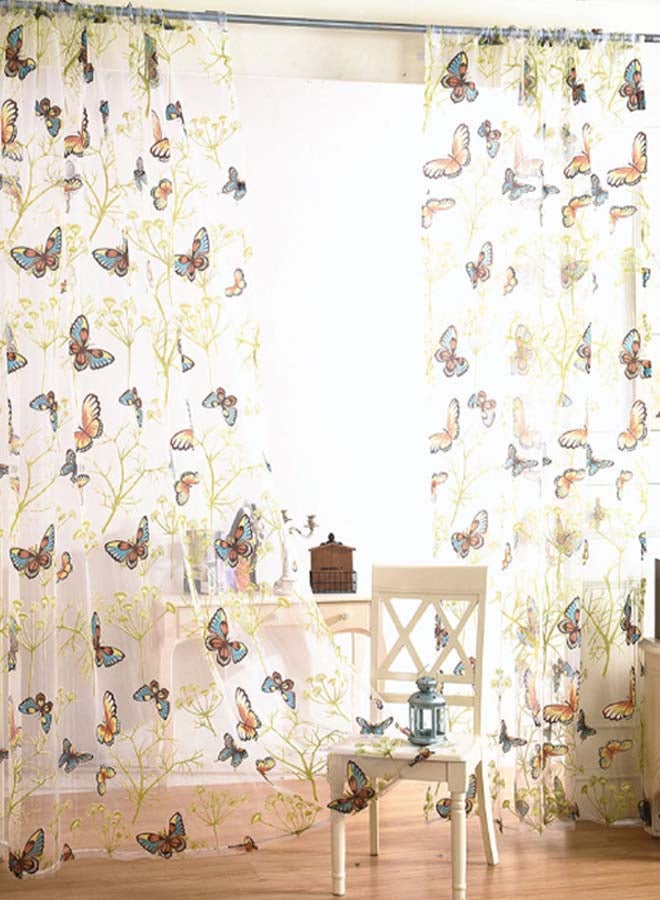 فوبيري ستارة نافذة بطبعة فراشات متعدد الألوان 200 x 100سم - Image 3