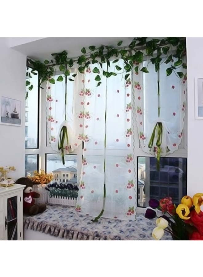 فوبيري ستارة نافذة بتصميم بطبعة زهور الفراولة وردي/أخضر/أبيض 39.4 x 31.5بوصة - Image 1