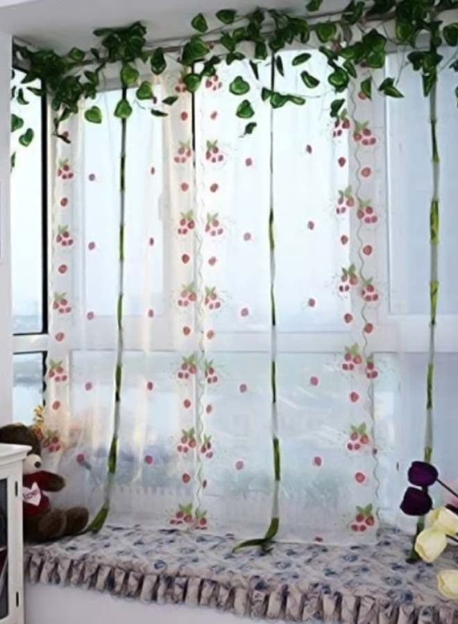 فوبيري ستارة نافذة بتصميم بطبعة زهور الفراولة وردي/أخضر/أبيض 39.4 x 31.5بوصة - Image 3