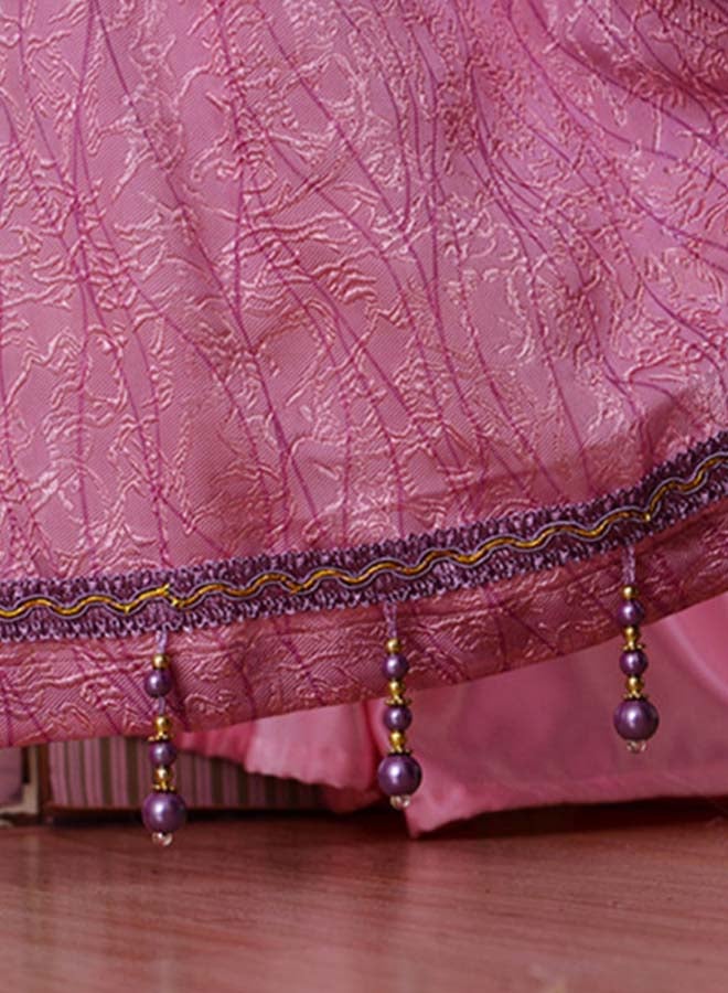 Voberry Leaf Floral Tulle Pattern Window Curtain Pink 270 x 100cm - Image 5