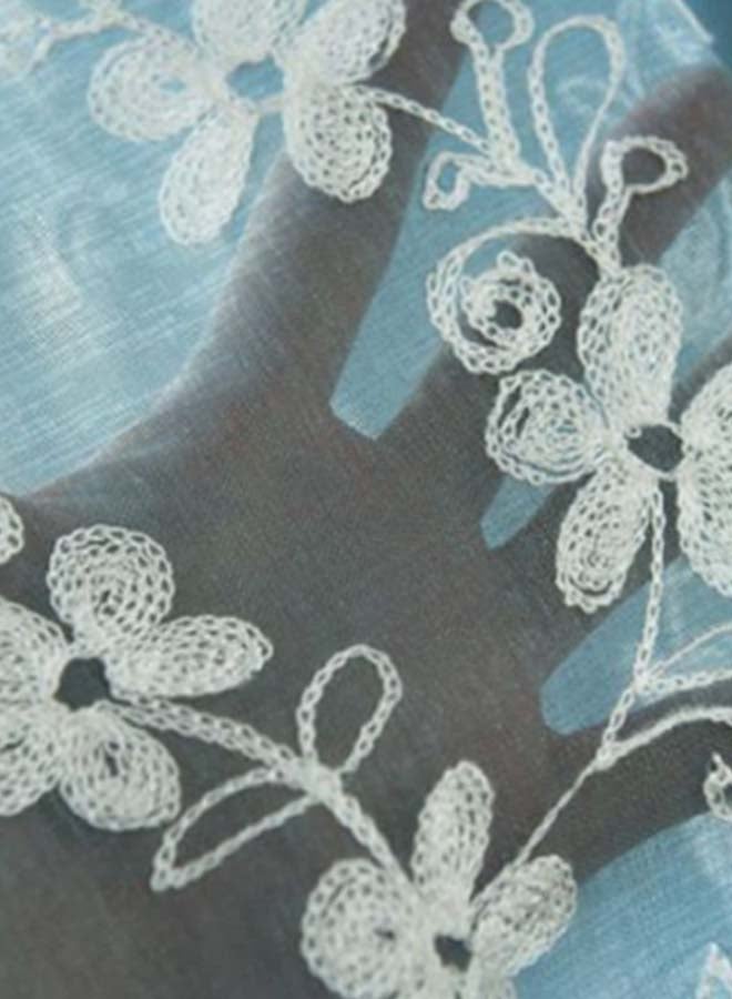 Voberry Panels Voile Slot Balcony Curtain Blue/White 250 x 100cm  - Image 3