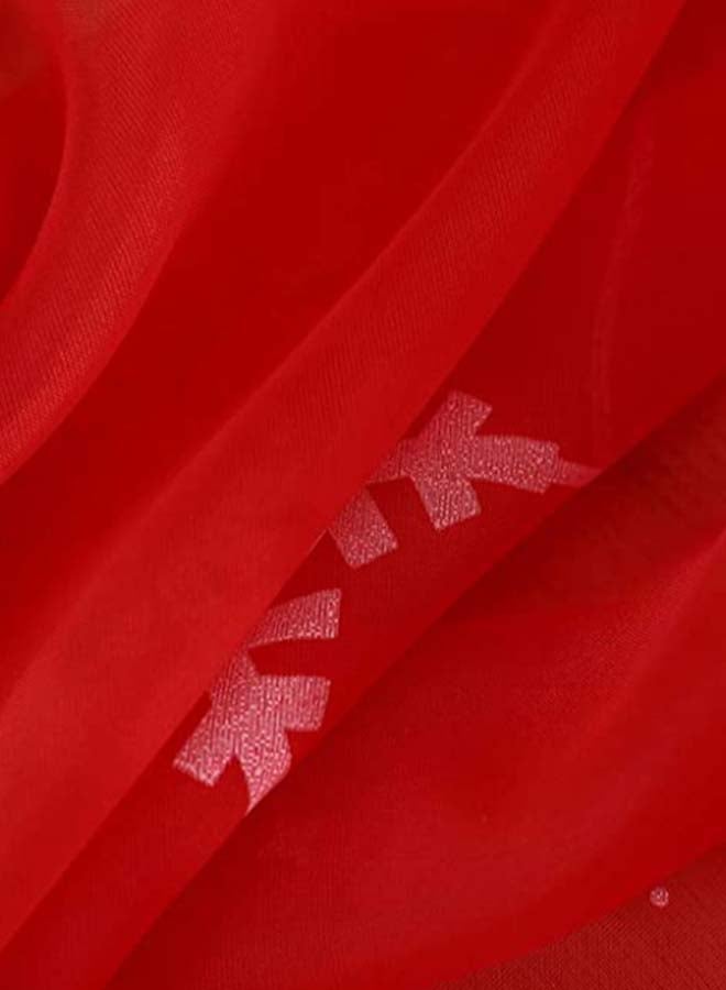 Voberry Snowflake Pattern Window Curtain Red 31.5 x 78.7inch - Image 5